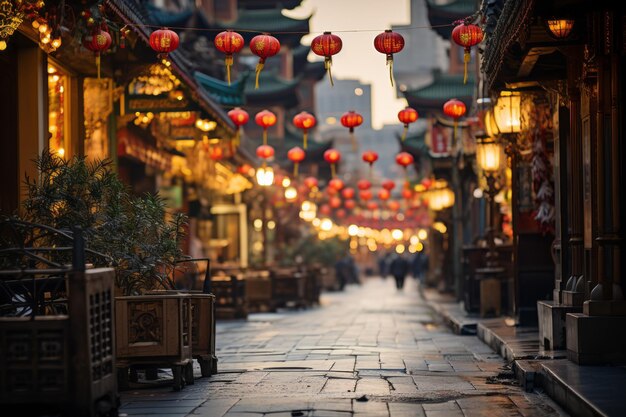 La vivace Chinatown Street con l'intelligenza artificiale generativa della carta
