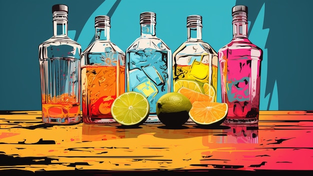 la vodka pop art beve i colori dell'illustrazione