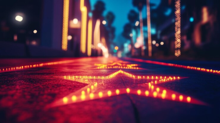 La Walk of Fame di Hollywood di notte