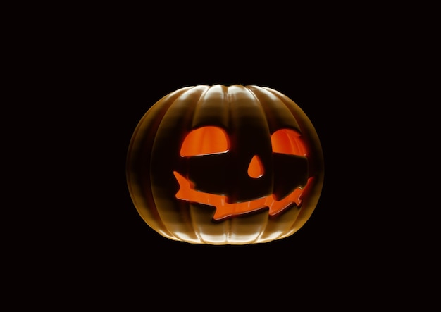 La zucca gialla di Halloween con gli occhi chiari 3d rende