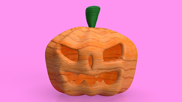 La zucca halloween su sfondo rosa per il concetto di vacanza 3d rendering