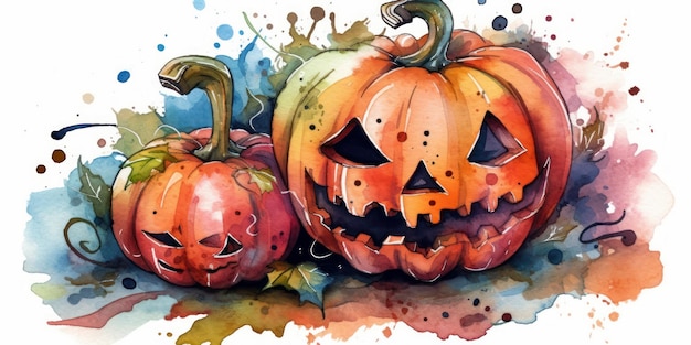 La zucca horror dei cartoni animati per Halloween sullo sfondo bianco