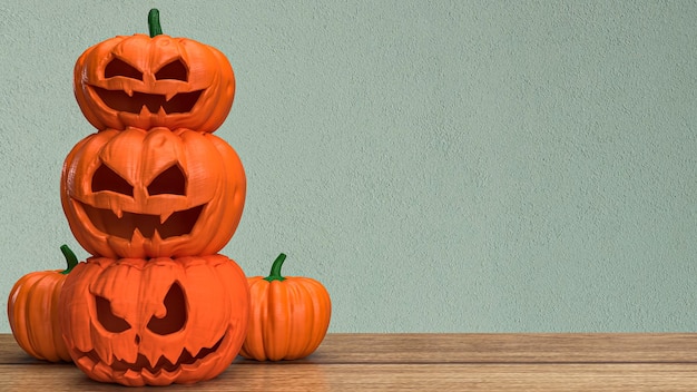 La zucca jack o lantern per il rendering 3d dei contenuti di halloween