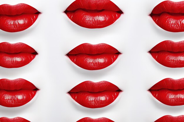 Labbra rosse su uno sfondo bianco liscio perfettamente impeccabile
