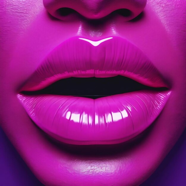 Labbra viola rosa scultura antica su uno sfondo retrò vaporwave collage di arte contemporanea