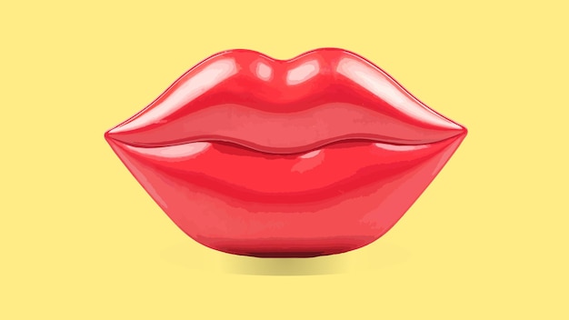 labbro bocca femminile Labbra con rossetto Le labbra della donna si chiudono isolate su sfondo giallo