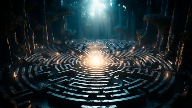 Labirinto con luci accese