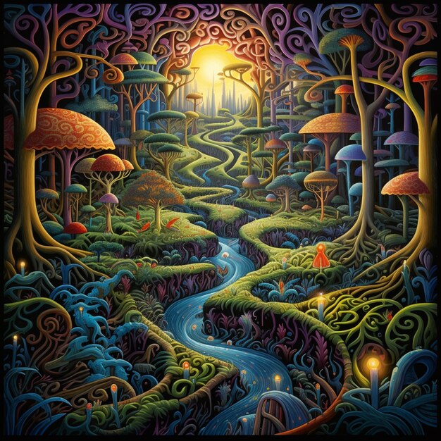 Labirinto stravagante con colori vivaci