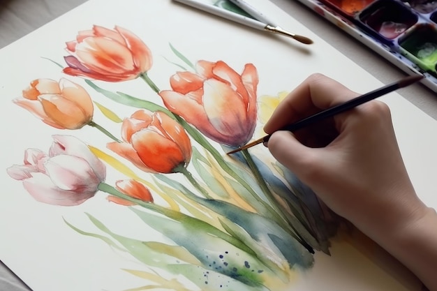 Laboratorio di pittura tulipani Genera Ai