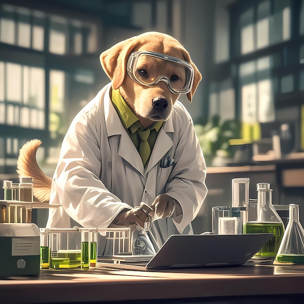 Labrador Retriever in cappotto da laboratorio in posa per una foto