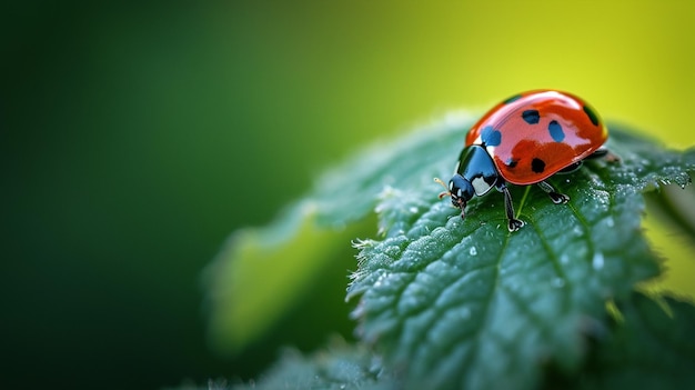 ladybug su foglie di verbena che mangiano afidi Generative Ai