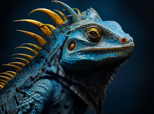 Lagarta iguana blu con la pelle blu