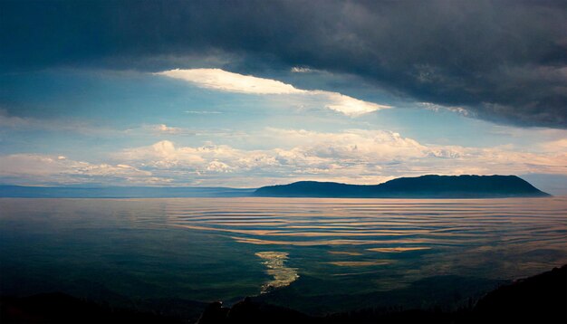 Lago Baikal cielo nuvoloso acqua di montagna