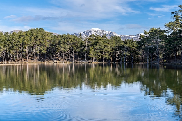 Lago Bassa de Oles con la riflessione in inverno.