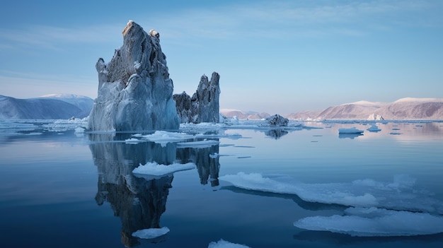 Lago con ghiaccio blu incrinato trasparente Immagine generata dall'intelligenza artificiale