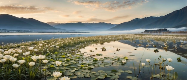 lago con gigli d'acqua