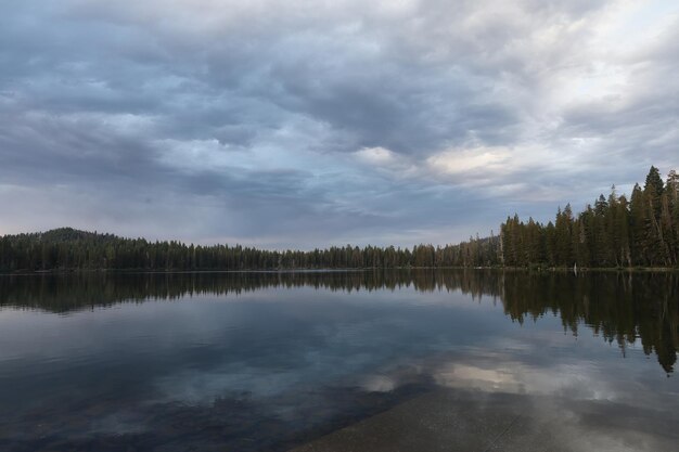 Lago d'oro nel bacino dei laghi della foresta di Eureka Plumas in California