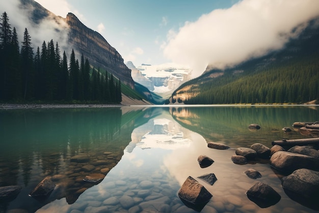 lago e montagna AI generativa