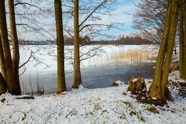 Lago ghiacciato in inverno