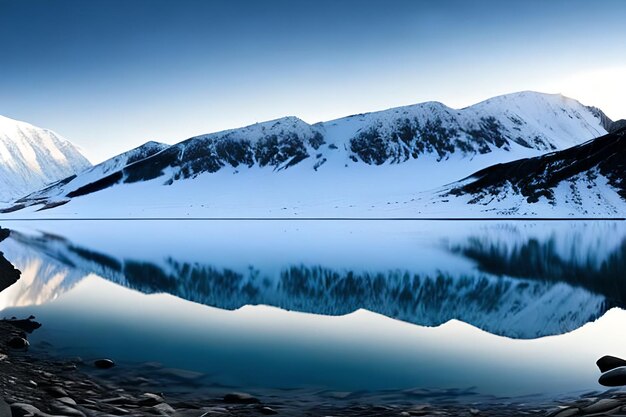 Lago paesaggio montano e ampio panorama