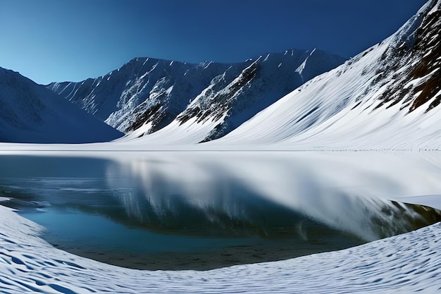 Lago paesaggio montano e ampio panorama