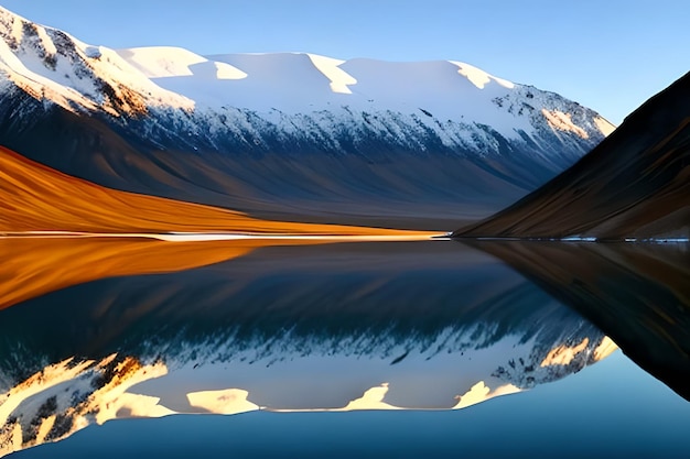 Lago paesaggio montano e ampio panorama