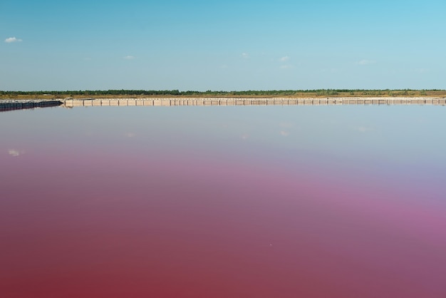 Lago salato rosa. Produzione di sale rosa.