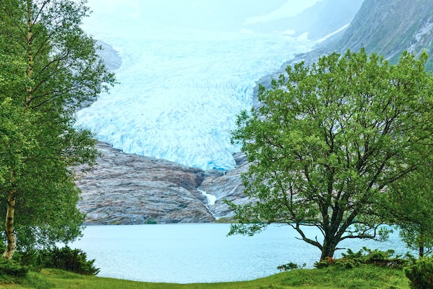 Lago Svartisvatnet e vista sul ghiacciaio Svartisen (Meloy, Norvegia)