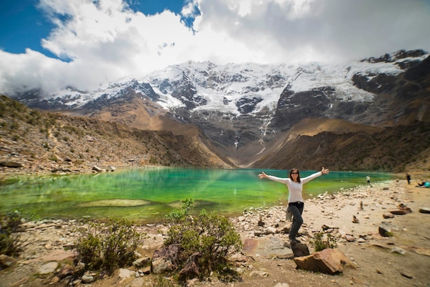 Laguna de Humantay, nella montagna del Salkantay e Cusco Perù.