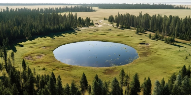 Lake Pool si trova ad un'altitudine di 1200 metri sul livello del mare Kazakistan Karkaraly National Park una vista a volo d'uccello