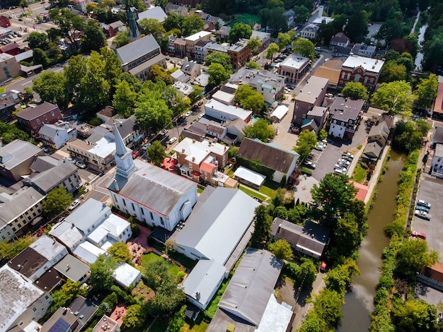 Lambertville nel New Jersey case di campagna con vista panoramica dall'alto