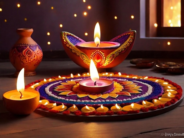 lampada a olio decorata Diwali diya rangoli casa passo a passo casa