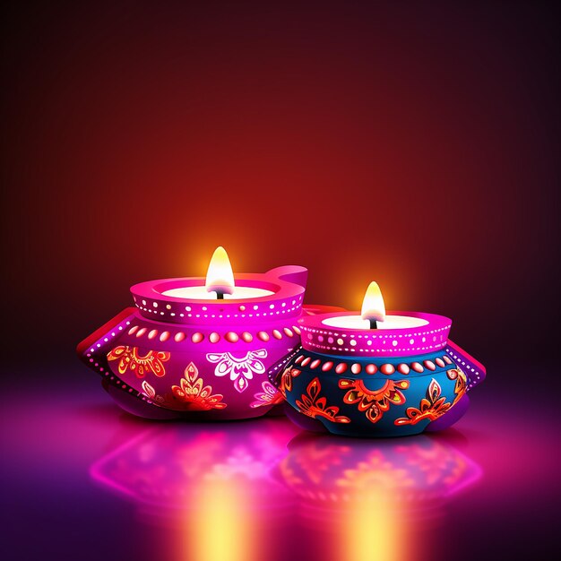 lampada a olio variopinta di Diwali sull'illustrazione leggera del fondo del bokeh