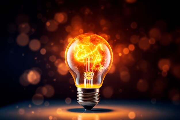 Lampada elettrica a incandescenza Idea energia elettricità e concetto di luce AI Generato