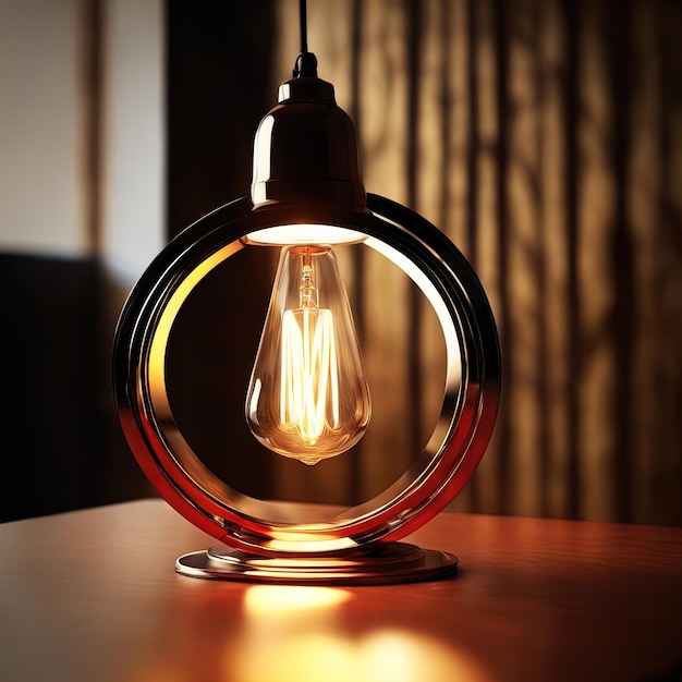 lampada moderna sul tavolo in legnodesign moderno degli interni con una lampada