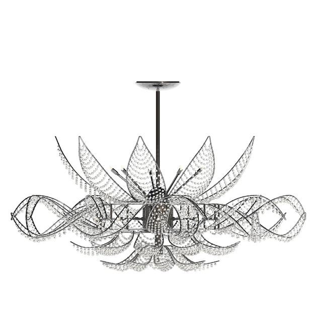 lampadario di cristallo per interni isolato su sfondo bianco illuminazione domestica illustrazione 3D cg