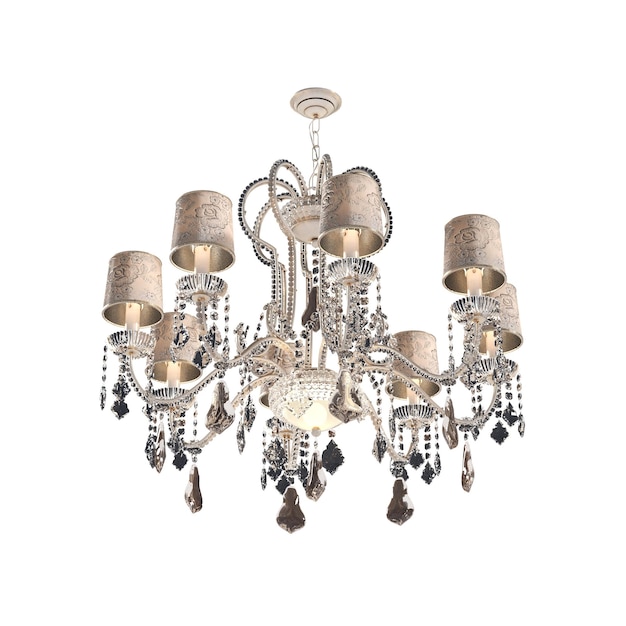 lampadario di cristallo per interni isolato su sfondo bianco illuminazione domestica illustrazione 3D cg