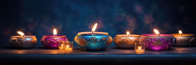 Lampade a olio tradizionali indiane per la festa di Diwali Lampade a petrolio per la festa Diwali di notte