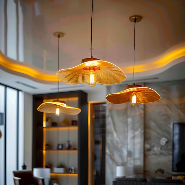 Lampade da soffitto in stile moderno illuminazione dorata per l'interno della casa Per i social media Post Size