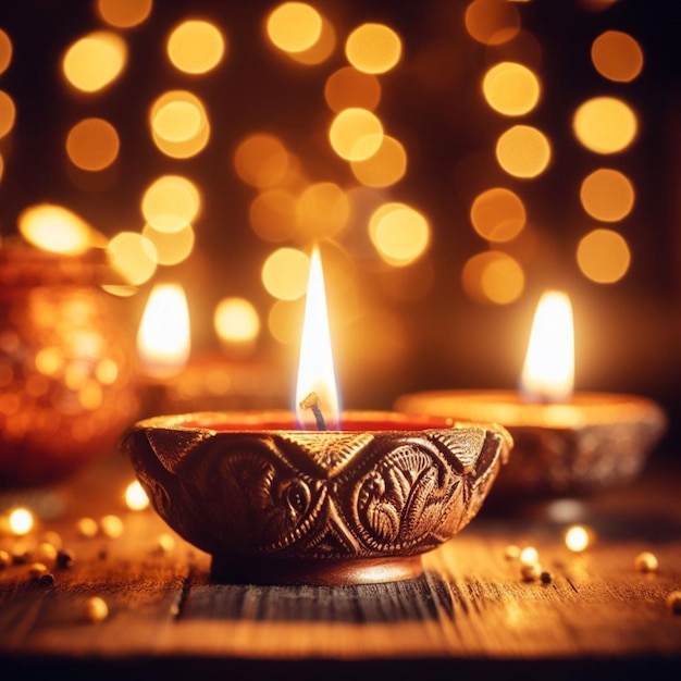 Lampade Diya accese a Diwali