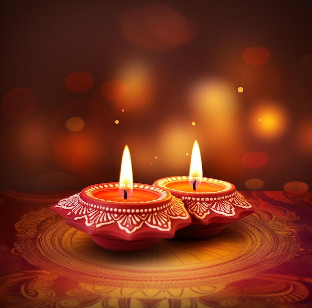 Lampade indiane Diwali Design della carta Happy Diwali Festival indiano Biglietto di auguri poster volantino sfondo