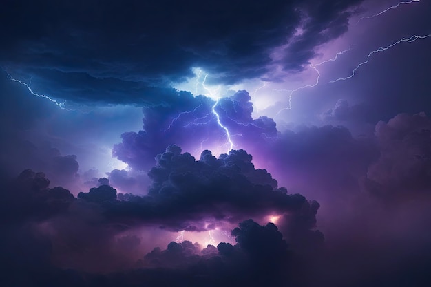 Lampo temporale flash sopra il cielo notturno Concetto sull'argomento cataclismi meteorologici uragano Typhoon tempesta di tornado
