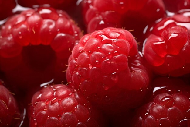 Lamponi maturi di estate delle bacche che mangiano lo spuntino dolce rosso organico della frutta dell'alimento macro da vicino