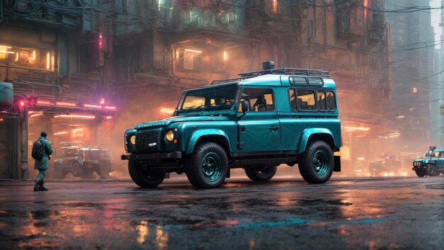 Land Rover Defender parcheggiato in strada