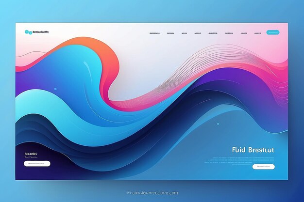 Landing page Template Fluid Abstract Design on Blue gradient background stock illustration