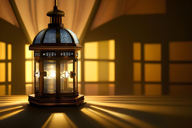 Lanterna antica sfondo per Ramzaan Eid Mubarak con spazio per la copia Illustrazione generativa dell'IA