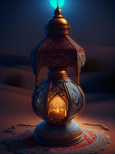 Lanterna araba dell'illustrazione musulmana del fondo di giorno di celebrazione