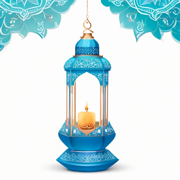 Lanterna araba ornamentale con candela accesa che brilla in mano invito di biglietto di auguri festivo per M