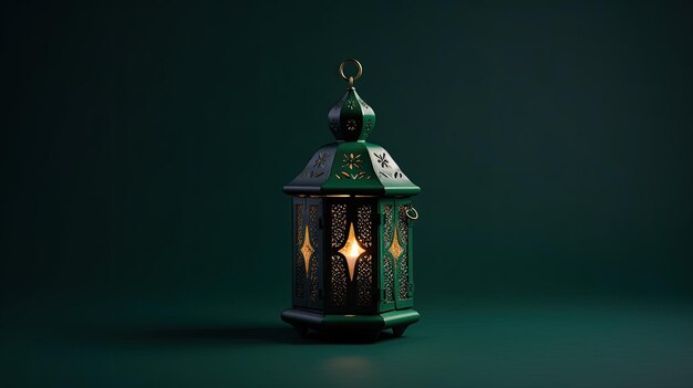 Lanterna blu del Ramadan Ornamento islamico sfocato Bokeh sfondo