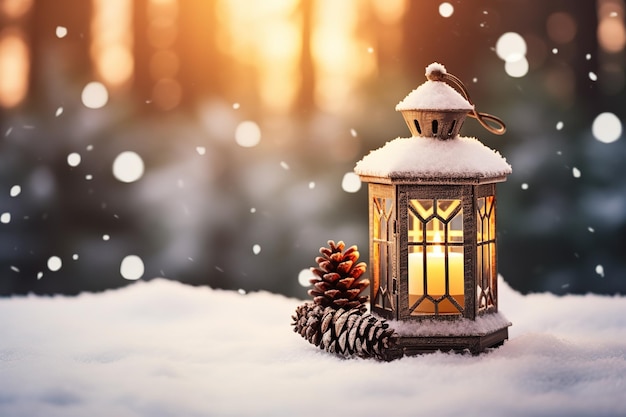 Lanterna di Natale nella neve